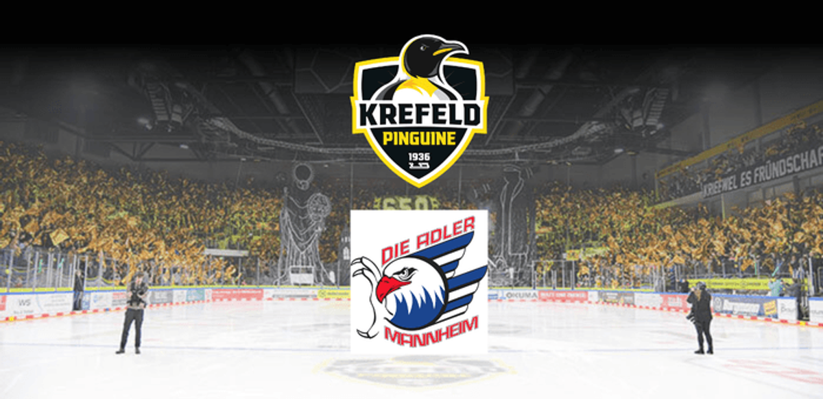 Titelbild der Veranstaltung Krefeld Pinguine vs. Adler Mannheim - Spieltag 33