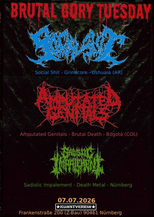 Brutal Gory Tuesday w/Social Shit (AR) + Amputated Genitals (CO) + Sadistic Impalement