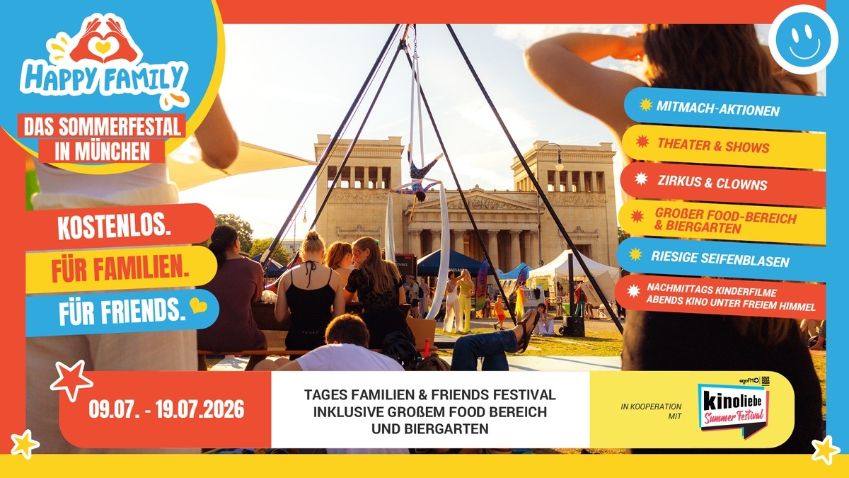 Happy Family · SO 12.7. · BUNTE SUNDAY – kostenloses Familienfestival am Königsplatz