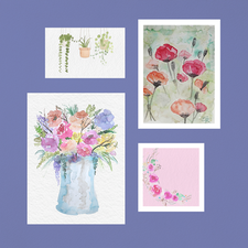 Aquarell: Blüten und Blätter