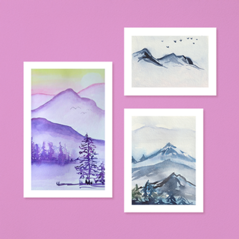 Aquarell: Berglandschaft