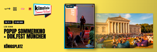 Popup Sommerkino × DOK.fest München — Open-Air-Dokumentarfilm — Kinoliebe 2026 · LED