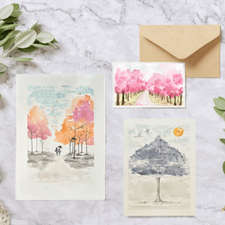 Aquarell: Baum und Wald