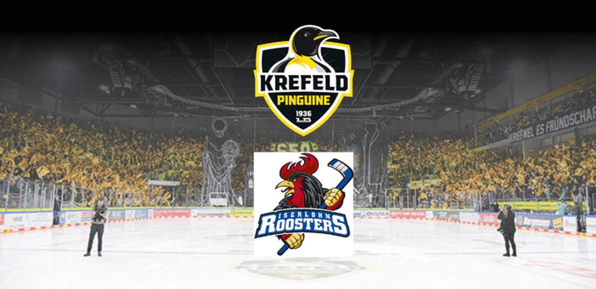 Titelbild der Veranstaltung Krefeld Pinguine vs. Iserlohn Roosters - Spieltag 43