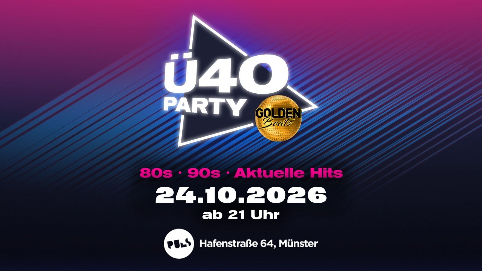 Golden Beats Ü40 Party im PULS – Mainfloor + Rock Area