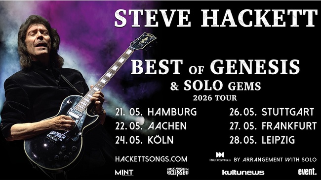 eclipsed, kulturnews und event. präsentieren: STEVE HACKETT - Best of Genesis & Solo Gems 2026 Tour