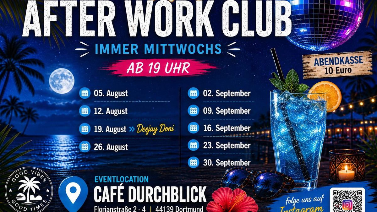 Titelbild der Veranstaltung AfterWorkClub mit House, Pop und Rock!