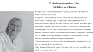 Seelengesangabend in Rheinbach mit Sängerin und Heilerin Sabine van Baaren