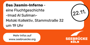 Lesung 'Das Jasmin-Inferno' mit Imad Al Suliman und der Seebrücke Köln