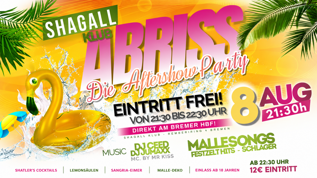 Titelbild der Veranstaltung ABRISS! Die Aftershow Party!
