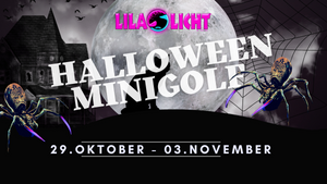 Halloween Minigolf im Lilalicht