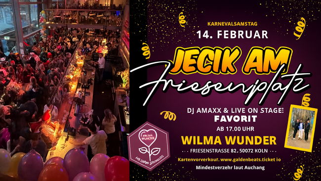 JECK AM FRIESENPLATZ am Sa 14.02 im WILMA WUNDER