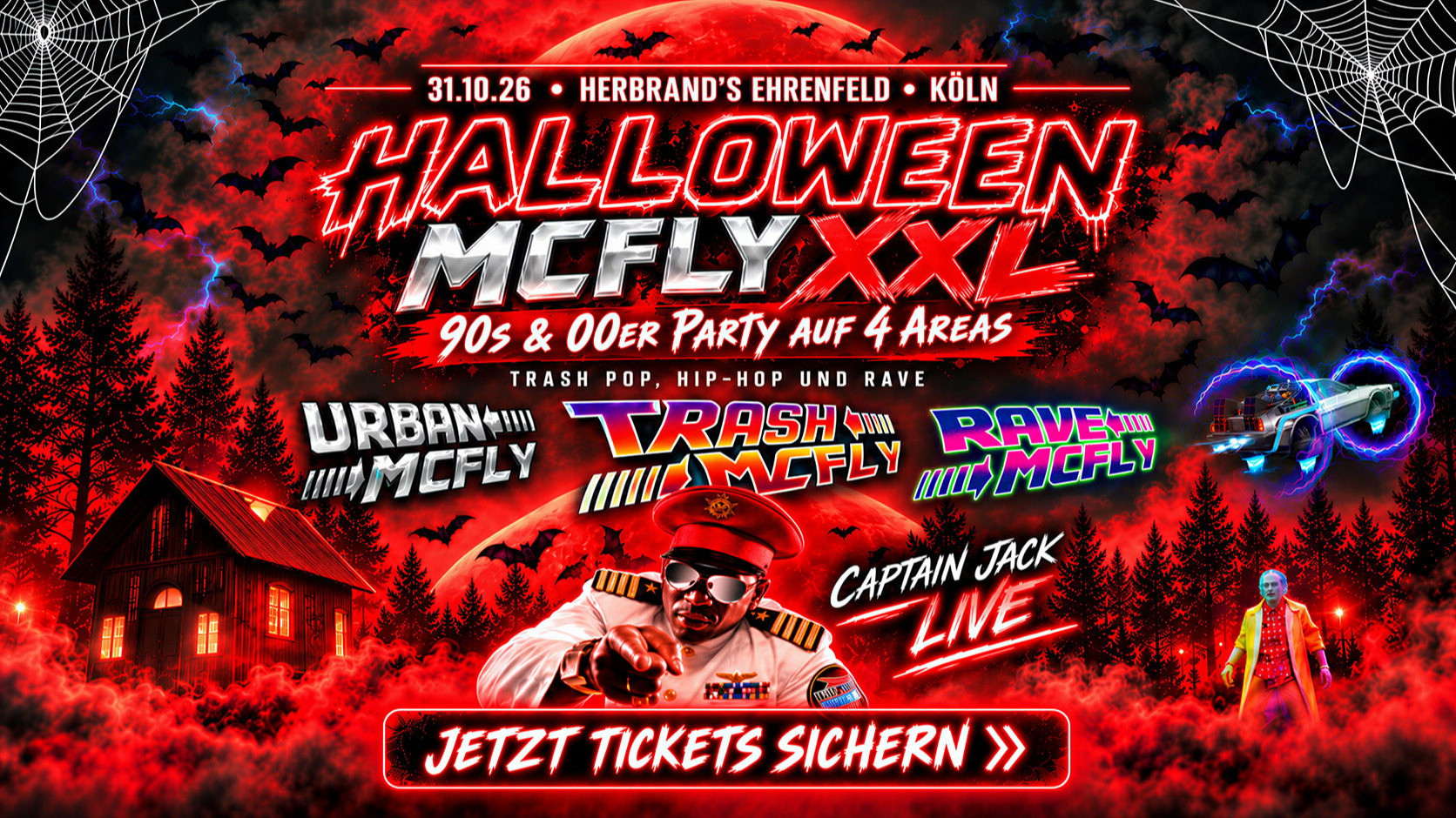Halloween McFly XXL - 90s/00er Party auf 4 Aras w/ Captain Jack Live