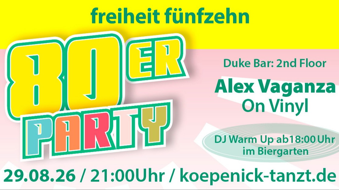 Titelbild der Veranstaltung 80er Party mit warmup im Biergarten