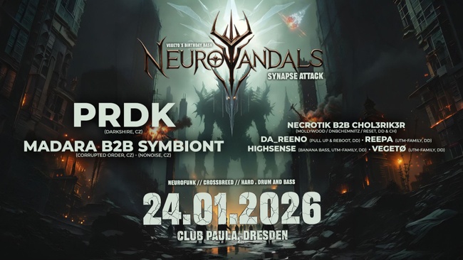 NEUROVANDALS – SYNAPSE ATTACK / DnB / PRDK / Madara b2b Symbiont