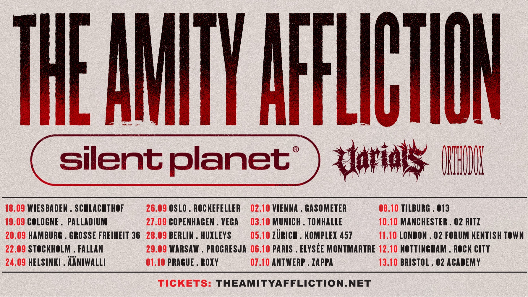 The Amity Affliction / Special Guests: Silent Planet / Varials / Orthodox