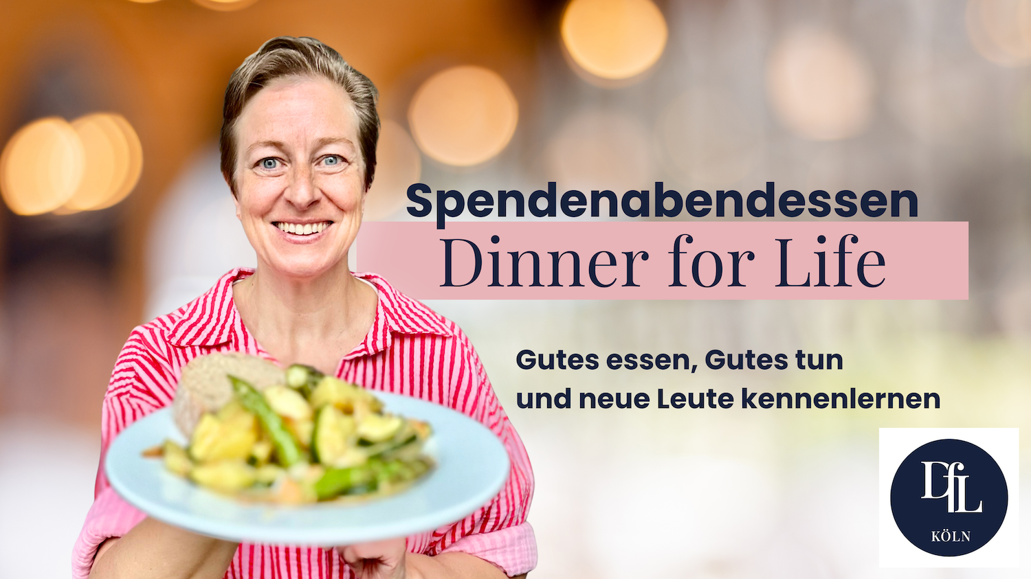 Neue Leute treffen beim Dinner for Life Spendenabendessen