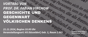 Geschichte und Gegenwart völkischen Denkens: Vortrag von Prof. Dr. Fabian Virchow (21.11.2024, 18:00 Uhr)