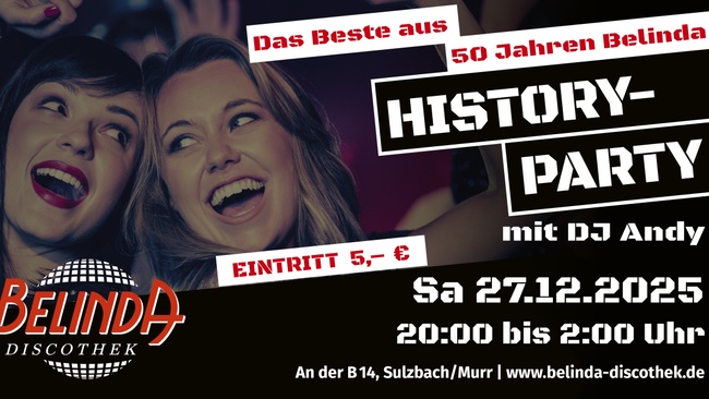 🎉 History Party mit DJ Andy – 50 Jahre Belinda | 27.12.