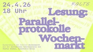 Buchpremiere + Lesung: Parallelprotokolle Edition „Wochenmarkt“