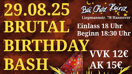 BRUTAL BIRTHDAY BASH – Deathmetal, Hardcore, Deathcore: Mit dabei sind Inherit The Curse, Necroknight, Tyrant´s Paradox und Iconvict