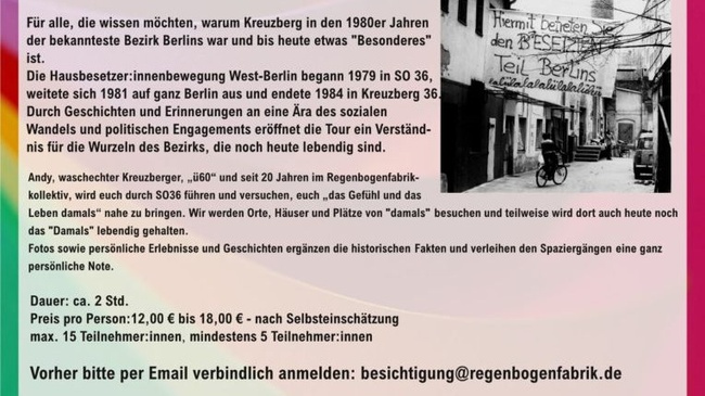 "Kiezspaziergänge durch das „widerständige SO36“" - Tour II: Kreuzberg heute und in den 80ern
