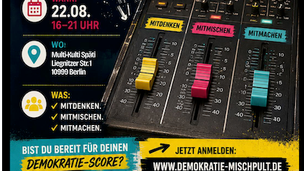 Titelbild der Veranstaltung Eingeschaltet – das Demokratie-Mischpult ist live