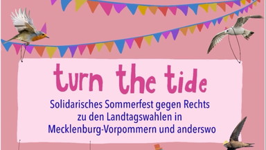 turn the tide - Solidarisches Sommerfest gegen Rechts zu den Landtagswahlen in Mecklenburg-Vorpommern und anderswo.