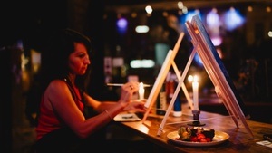 Kunst-Workshop im Café Europa: Abstrakte Gemälde