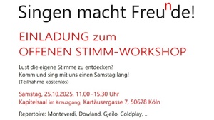 Singen macht Freude! Offener Stimm-Workshop beim Sonantis.Chor.Köln