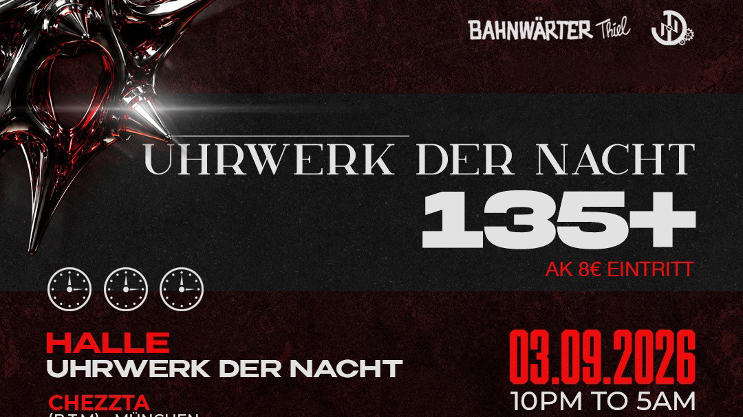 Titelbild der Veranstaltung 135+ mit Uhrwerk der Nacht & 808 Kollektive