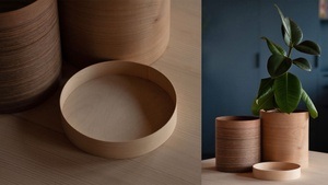 Runde Behältnisse aus Furnier