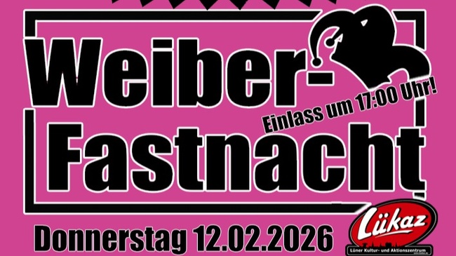 Weiberfastnacht 2026 im Lükaz - das wird bunt!