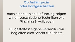 Töpfern für Anfänger:innen