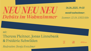 NEU NEU NEU: Debüts im motoki Wohnzimmer mit Theresa Pleitner, Jonas Linnebank & Frédéric Schwilden