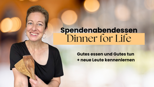 Neue Leute treffen beim Dinner for Life Spendenabendessen