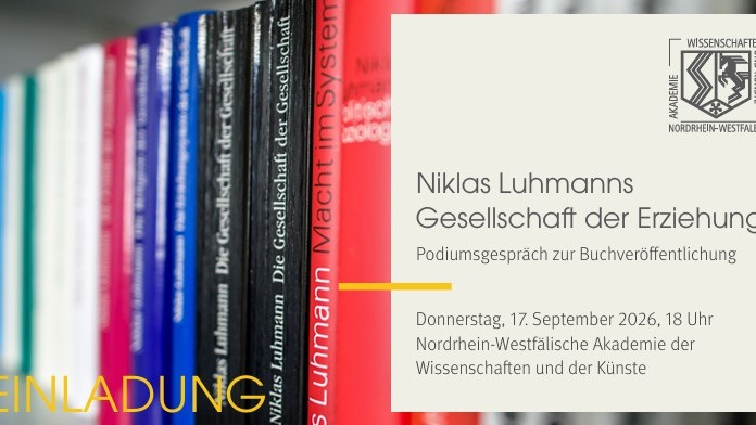 Titelbild der Veranstaltung Niklas Luhmanns Gesellschaft der Erziehung: Podiumsgespräch zur Buchveröffentlichung