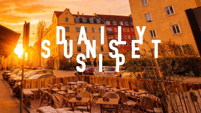 DAILY SUNSET SIP - Aperol 5.90 • Helles 4.20 - Sonne. Drinks. Immer wieder.