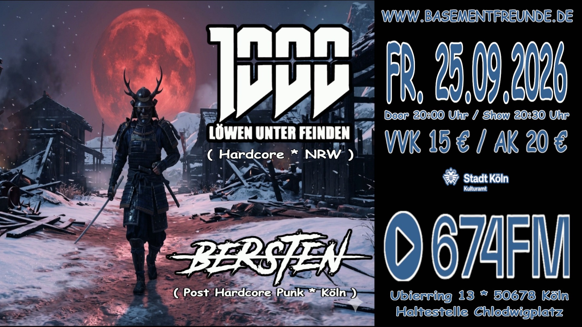 Tausend Löwen unter Feinden (Hardcore - NRW) Bersten (Post Hardcore Punk – Köln)