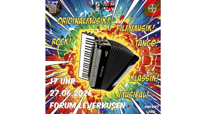 Gemeinschaftskonzert des Akkordeonorchesters der Musik- und Kunstschule der Stadt Leverkusen und des Akkordeon Orchesters Bayer Leverkusen