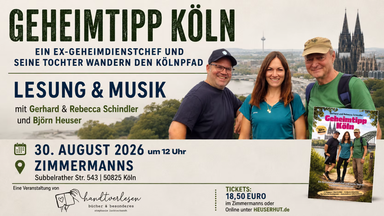 GEHEIMTIPP KÖLN - Lesung mit Rebecca Schindler, Gerhard Schindler & Björn Heuser in Zimmermanns Jassweetschaff
