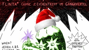 Comics and Cakes, FLINTA* Comic Zeichen Treff Weihnachtstreffen
