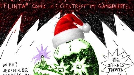 Comics and Cakes, FLINTA* Comic Zeichen Treff Weihnachtstreffen