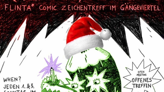 Comics and Cakes, FLINTA* Comic Zeichen Treff Weihnachtstreffen
