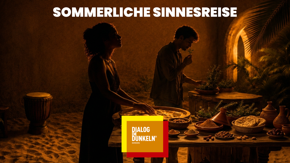 Titelbild der Veranstaltung Sommerliche Sinnesreise im Dialog im Dunkeln