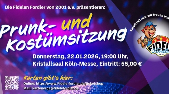 Karneval! Prunk- und Kostümsitzung KKG Fidele Fordler, von 2001 e.V.,, 22.1.2026 KölnMesse