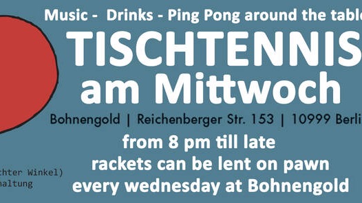 Tischtennis  Mittwoch im Bohnengold