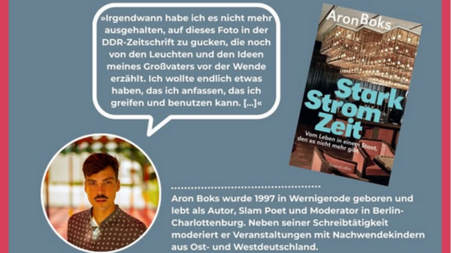 Lesung mit Aron Boks aus seinem Buch: „Starkstromzeit"