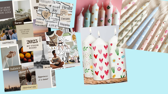Paint and decorate candles and/or Create your vision Board for 2026