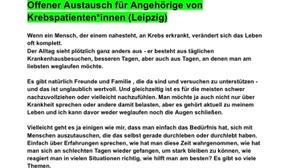 Treffen für Angehörige von Krebspatienten*innen